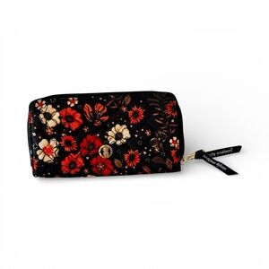 Simply Southern Black Orange Red Cream Floral Quilted Clutch Wallet